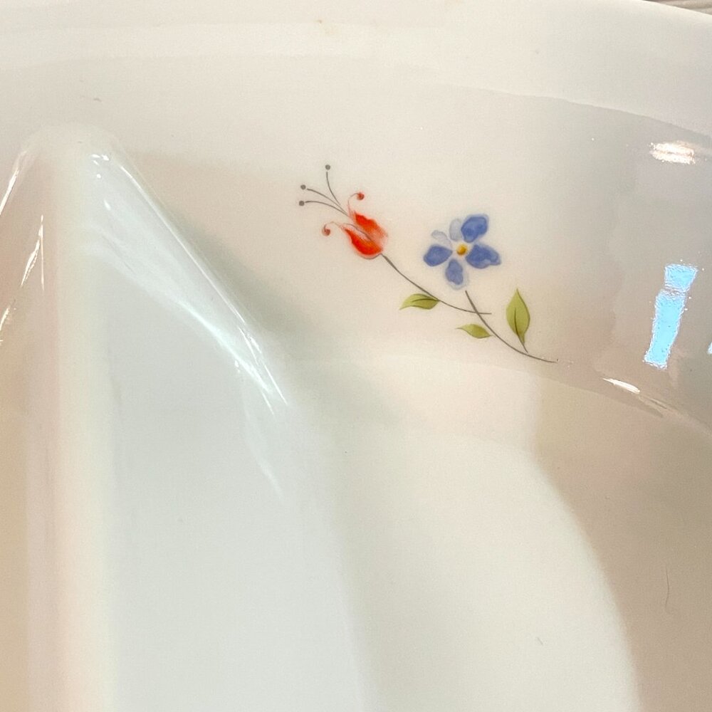 Hearthside Bake N Serve Dish Poppy Garden Divided Baker 10" White Flowers - Picture 6 of 9